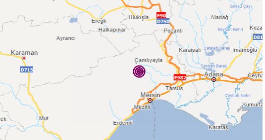 Mersin'de 3,5 Şiddetinde deprem meydana geldi