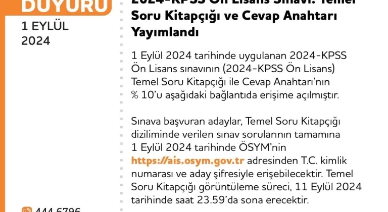 2024 KPSS ön lisans soruları ve cevap anahtarı yayımlandı