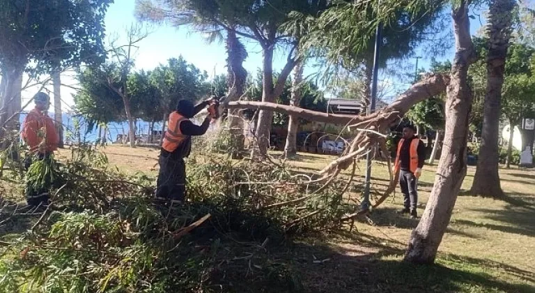 Antalya'da fırtına mesaisi