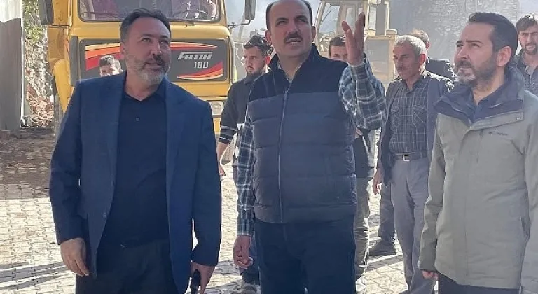Başkan Altay ve AK Parti Konya Milletvekili Özer,  Doğanbey'de Çıkan Yangın Sonrası Bölgeyi Ziyaret Etti