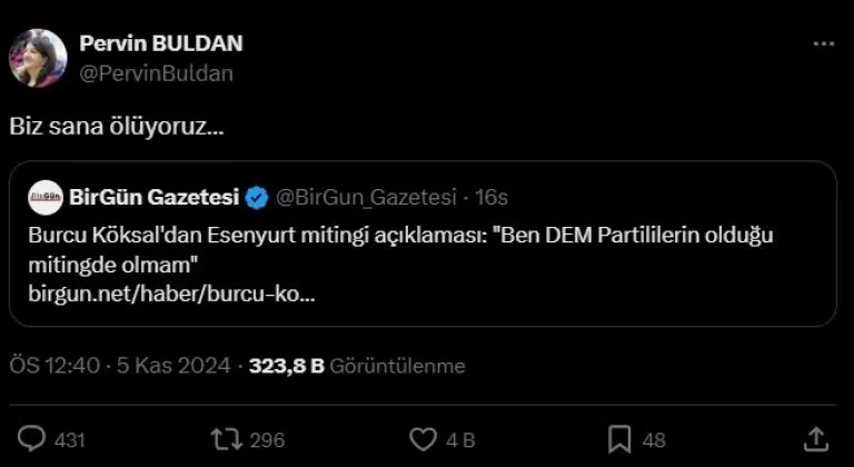 DEM Partili Buldan’dan mitinge katılmayan Köksal’a yanıt: 'Biz Sana Ölüyoruz'
