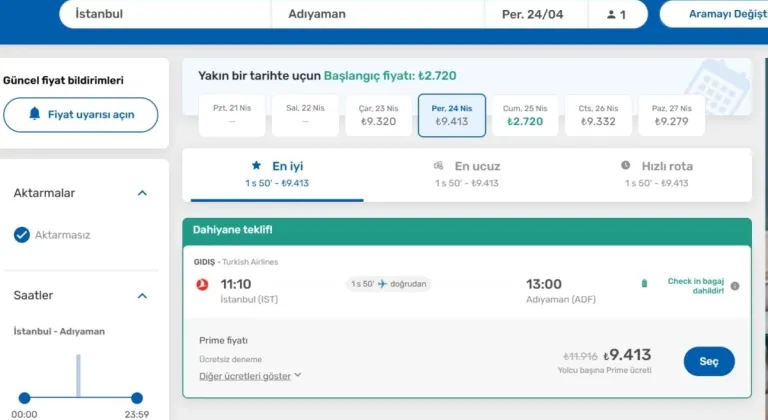 Deprem sarsıntısı yetmedi, uçak fiyatları da sarstı: İstanbul-Adıyaman 11 bin 800TL