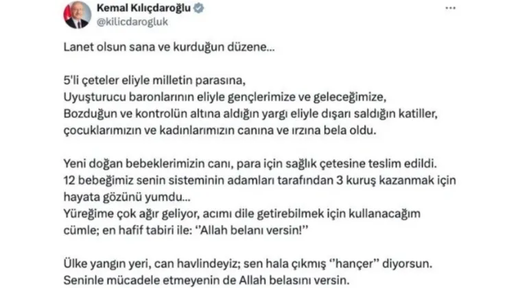 Kılıçdaroğlu'na, Cumhurbaşkanı Erdoğan'a hakaret davası açıldı