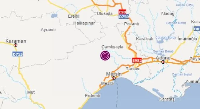 Mersin'de 3,5 Şiddetinde deprem meydana geldi