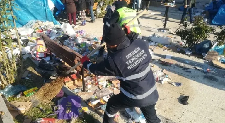 Yenişehir Belediyesi temizlik işleri ekipleri deprem bölgesinde