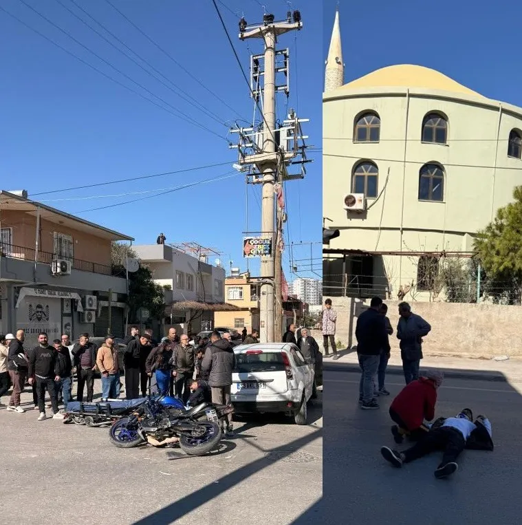 Tarsus’ta Otomobil ile Motosiklet Çarpıştı: 2 Yaralı